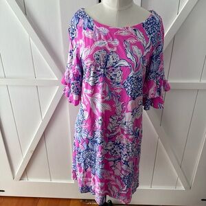 Lilly Pulitzer Vibrant Pink and Blue Long Sleeve Dress